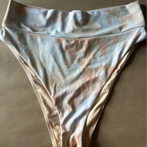 Aerie Cream and Pink High Cut Bikini Bottoms